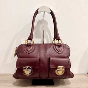 Marc Jacobs Blake Satchel Handbag Burgundy Leather